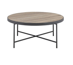 Bage Weathered Gray Oak & Metal Finish Coffee Table