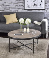 Bage Weathered Gray Oak & Metal Finish Coffee Table