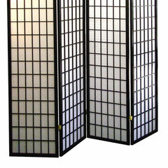 70" Tall 4-Panel Screen / Room Divider, Japanese Style with Black finish
