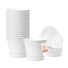 16 Packs 6 in Durable Plastic Planter Pots with Drainage Holes & Saucers