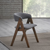 Walnut Finish Side Chairs Set of 2, Upholstered Seat and Back Wooden Modern Dining Furniture