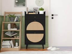 Rattan, Allen 2 door 1 drawer cabinet, shoe rack, double layer, suitable for entrance