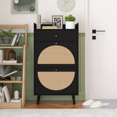 Rattan, Allen 2 door 1 drawer cabinet, shoe rack, double layer, suitable for entrance