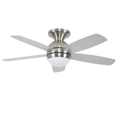 52 Inch 5 PCS Plywood Reversible Blades Ceiling Fan With Light Kit 3 Color , LED, DC 6 Speed ,Remote Control Ceiling Fan for Patio Living Room, Bedroom, Office,Indoor.(( Sliver + Brushed Gold)