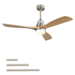 Indoor 52 Inch Ceiling Fan With Dimmable Led Light 6 Speed Remote 3 Wood Blade Reversible DC Motor For Bedroom