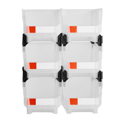 Plastic Stackable Storage Bins, 14.8 x 8.5 x 7.1 inch (6 Pack), Plastic Containers for Organizing & Storage Bins for Closet, Garage, Small Parts, Office Supplies, Other Accessories, Transparent