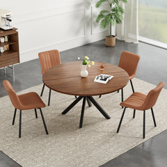 47.2" Solid Wood Round Dining Kitchen Table for 4-6 People with Intersecting Pedestal Base