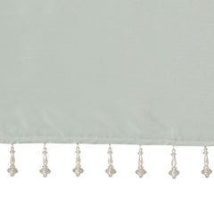 Lightweight Faux Silk Valance With Beads Dusty Aqua 50x26"