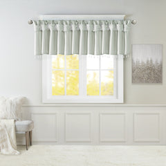 Lightweight Faux Silk Valance With Beads Dusty Aqua 50x26"