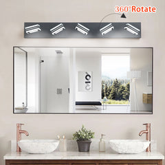 32" Modern Black 5-Light LED Vanity Light, Square Acrylic Lampshades Wall Mount Fixture for Bathroom, Mirror Lighting