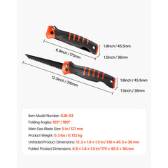 Folding Jab Saw 5 in Foldable Jab Saw with Soft Grip Handle for Drywall PVC
