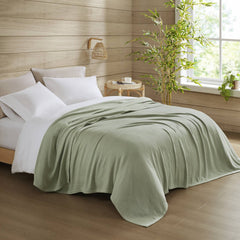 1-Piece Twin Rayon from Bamboo Cotton Blanket, Sage Green