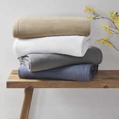1 PCS Full/Queen 100% Cotton Lightweight Blanket Tan