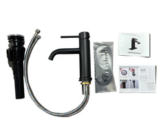 Single Handle Bathroom Faucet Lavatory Faucet Stainless Steel Single Hole-T10, Matte Black