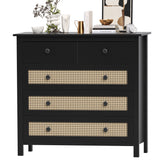 Sideboard Buffet Cabinet with 4 Drawers,Modern Wooden Console Cabinet for Kitchen,Living Room, Dining Room, Hallway,Black