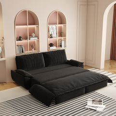 73.2" Queen Pull Out Sofa Bed,3-in-1 Convertible Sleeper Sofa,Multi-Functional Velvet Loveseat Bed,Black