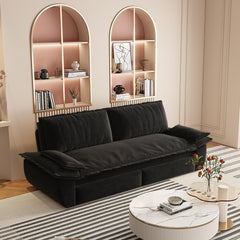 73.2" Queen Pull Out Sofa Bed,3-in-1 Convertible Sleeper Sofa,Multi-Functional Velvet Loveseat Bed,Black