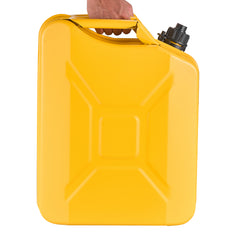 Metal Fuel Container, 5.3 Gallon, Fuel Jerry Can with Spout and Comfort Handle, 6 L/min Max Flow Rate, Leakproof & Corrosion-resistant Metal Gas Tank Most Cars Motorcycle ATV UTV, Yellow