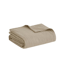 1 PCS King 100% Cotton Lightweight Blanket Tan