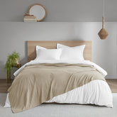 1 PCS King 100% Cotton Lightweight Blanket Tan