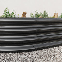 Raised Garden Bed Outdoor, Oval Large Metal Raised Planter Bed for for Plants, Vegetables, and Flowers - Black