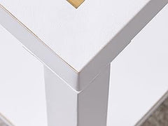 Modern Square Coffee Table - 27.6" Crisp White Metal Frame w/Luxe Gold Glass Top