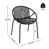Patio Dining Chairs Stackable Chairs with Breathable Design Modern Simple Art Style (Set of 2),Metal Legs+Plastic backrest,Black