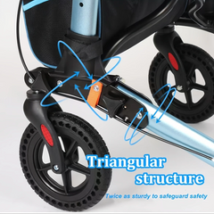 Rollator Walker for Seniors, Lightweight Foldable All Terrain Rolling Walker with seat, Aluminum Walkers with 8 inch Rubber Wheels, Handles and Backrest for Seniors and Adult (BLUE)