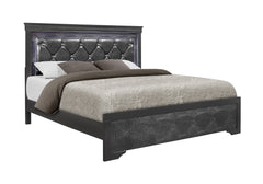 SHAKER GREY QUEEN BED WITH LED