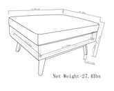 Owen 34 inch Wide Coffee Table Storage Ottoman in Distressed Chestnut Brown Vegan Leather