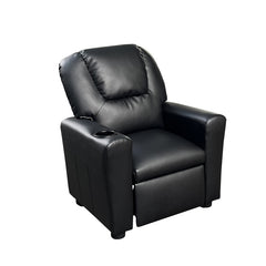 Carisa 23"W Black PU Leather Kids Recliner Chair with Cupholder