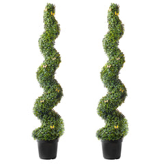 2 Pack 5' Artificial Boxwood Topiary Tree Faux Plant UV Decor In/Outdoor