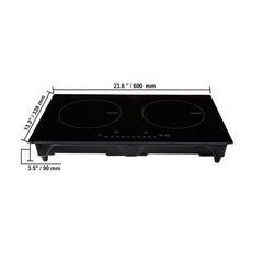 Electric Cooktop, 2 Burners, 24'' Induction Stove Top, Built-in Magnetic Cooktop 1800W, 9 Heating Level Multifunctional Burner, LED Touch Screen w/ Child Lock & Over-Temperature Protection