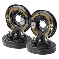 Trailer Hub Drum Kits 8 on 6.5" B.C. with 12" x 2" Electric Brakes, Self-Adjusting Trailer Brake Assembly for 7000 lbs Axle, 5-Hole Mounting, Backing Plates for Brake System Part Replacement