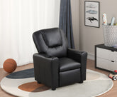 Marisa 23" Black PU Leather Kids Recliner Chair with Cupholder