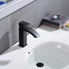 Waterfall Spout Bathroom Sink Single Handle Faucet with Pop-Up Drain (with Overflow)