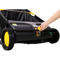 Hand Push Lawn Sweeper, 26 Inch Leaf & Grass Collector 7 cu. ft Hopper Bag Capacity. with Adjustable Brush Height