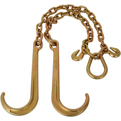 5/16''x2' G70 J Hook Tow Chain V Bridle with Large Shank J Hooks and Grab Hooks,Flatbed Truck Trailer Safety Tow Chain 4700 lbs Working Load Limit