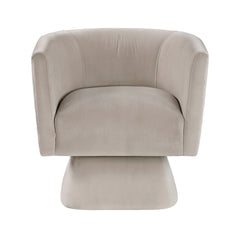 1pc Swivel Chair Taupe Velvet Fabric Upholstery Solid Wood Diamond Pattern Stitched Back Comfort Chair Living Room Furniture