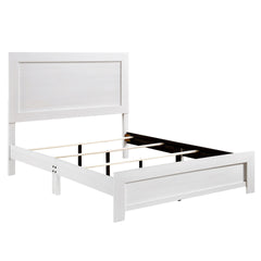 White Finish Queen Size Panel Bed Wooden Bedroom Furniture 1pc, Bed in a Box