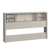 Vintage Full/Queen Bookcase Headboard with Spacious Storage Cubby, White finish
