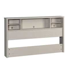 Vintage Full/Queen Bookcase Headboard with Spacious Storage Cubby, White finish