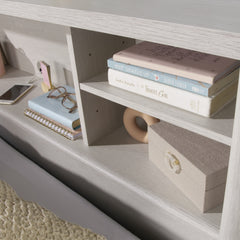 Vintage Full/Queen Bookcase Headboard with Spacious Storage Cubby, White finish