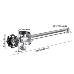 12 in Frost-Free Sillcock 1/2" PTC x 3/4" MHT Hose Bibb Anti-Siphon Valve