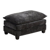 Cloud Sofa Ottoman only, Modern Sectional Couch, for Living Room Bedroom and Apartment, Comfy Double Layer Upholstered Seat Cushion, Breathable Chenille Fabric, Black