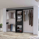Cross Closet System, One Drawer, Three Metal Rod, Five Open Shelves