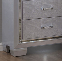 Contemporary Style 1pc Chest Crocodile Texture Diamond Crushed Handles English Dovetail Drawers Silver Finish Bedroom Furniture