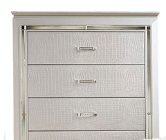 Contemporary Style 1pc Chest Crocodile Texture Diamond Crushed Handles English Dovetail Drawers Silver Finish Bedroom Furniture