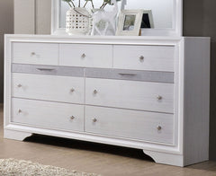 Contemporary 1pc Dresser Hidden Jewelry Drawer English Dovetail Silver Accents Round Knobs White Color Bedroom Furniture