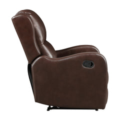 Brown Reclining Chair 1pc Comfort Seating Faux Leather Upholstery Living Room Furniture Solid Wood